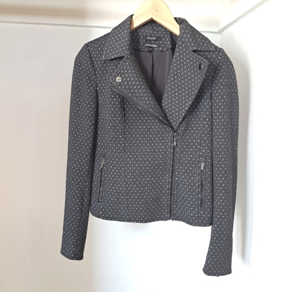 RW&CO | Grey diamond pattern asymmetrical zipper women's jacket - Picture 4 of 14